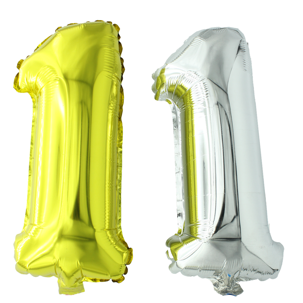 NUMEROS METALIZADOS DORADO Y PLATA No.1 DE 16" [PAC70611-4059]