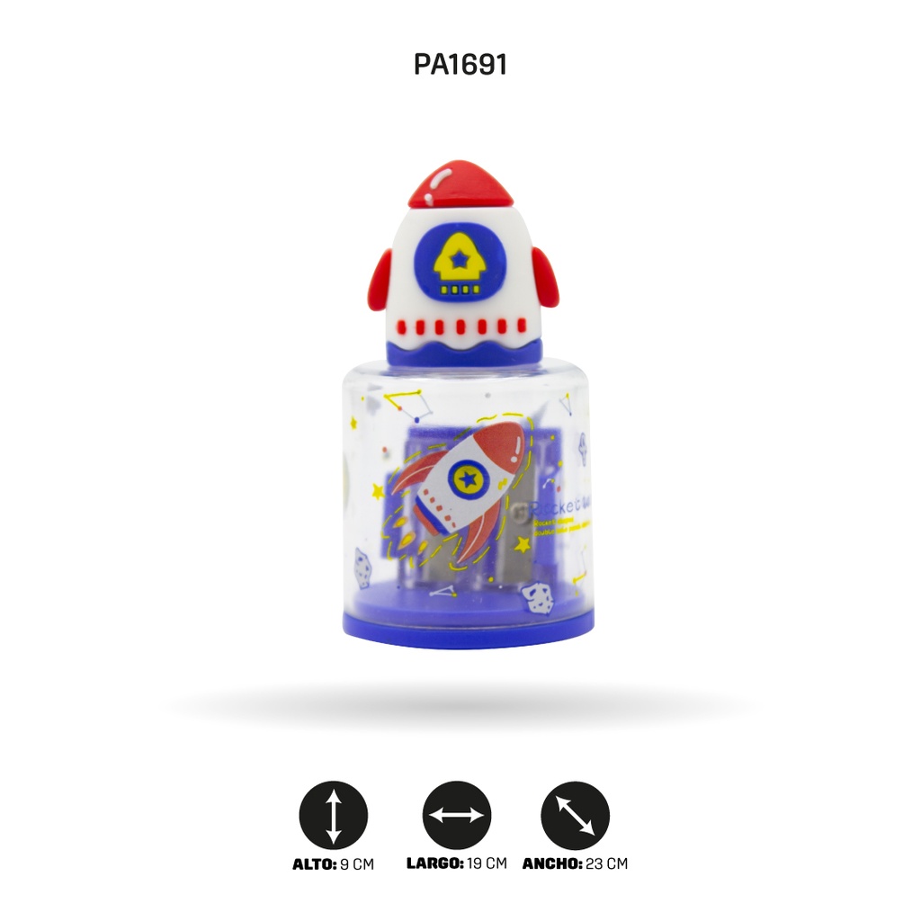 SACAPUNTAS COHETE DINOSAURIO PANDA PATODOBLE BOX 20 UND NI [PAC4807]