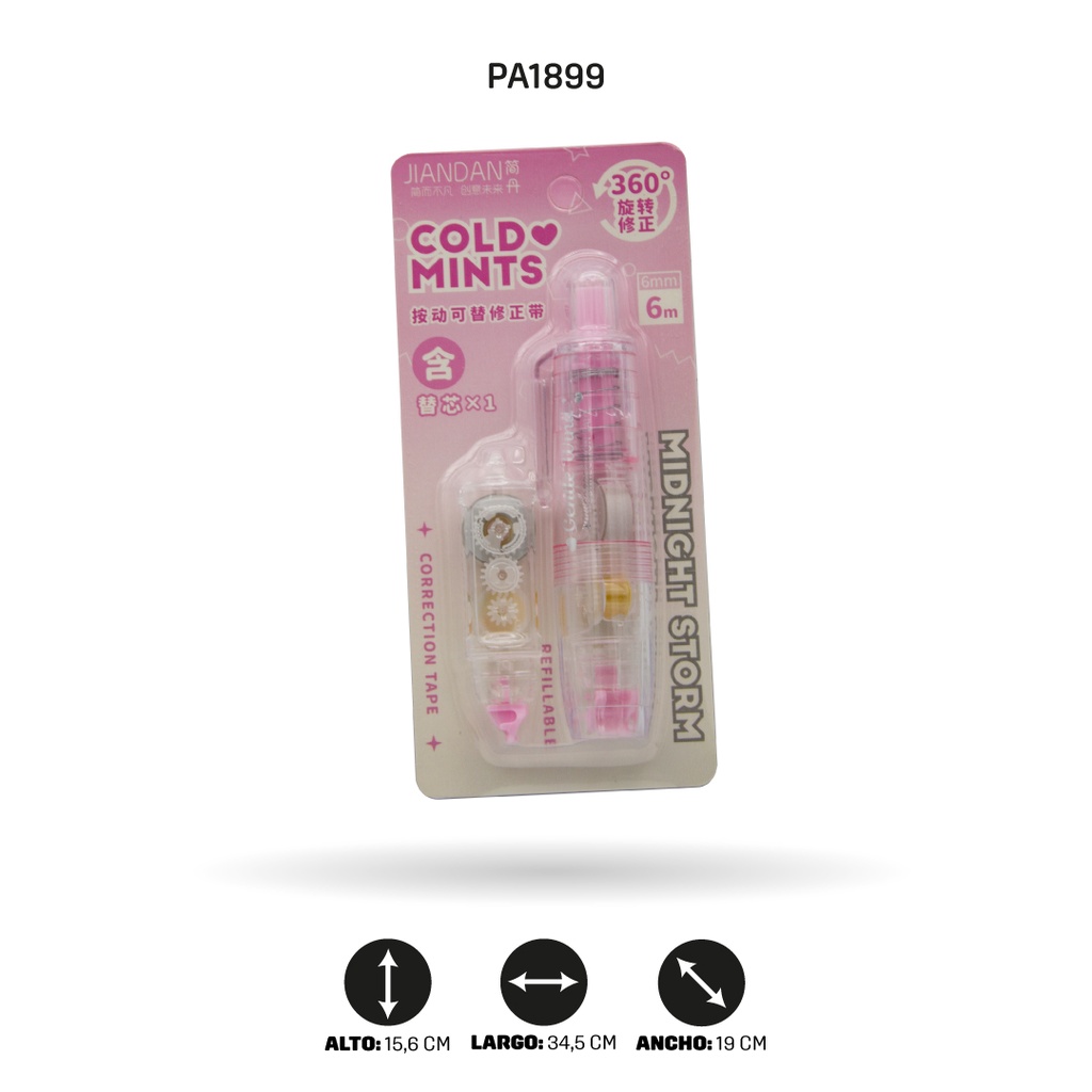 CINTA CORRECTORA 4 COLORES PASTEL +1 REPUESTO DISPLAY 24