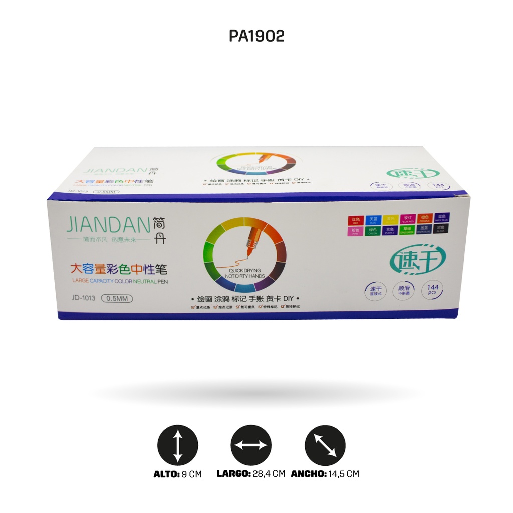 BOLÍGRAFOS JD-1013 DE COLORES DISPL X 12 [PAC4641]