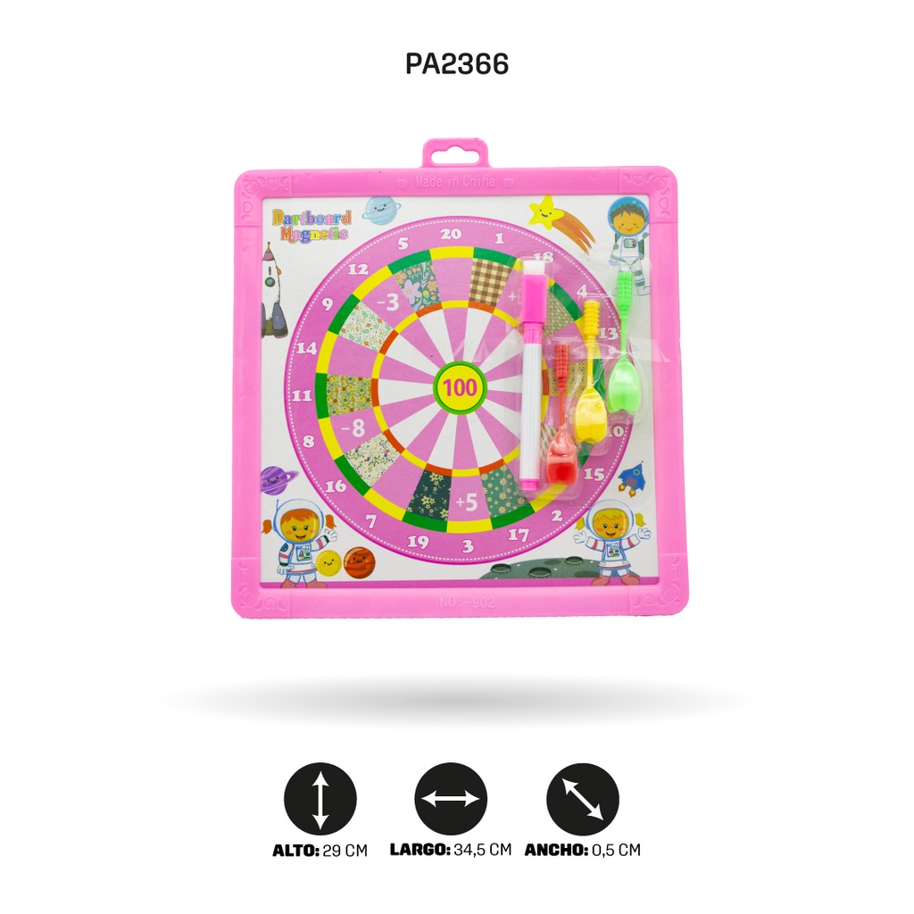 TABLERO CON DARDOS COLOR NEÓN 4 MOTIVOS 902F  [PAC4743]