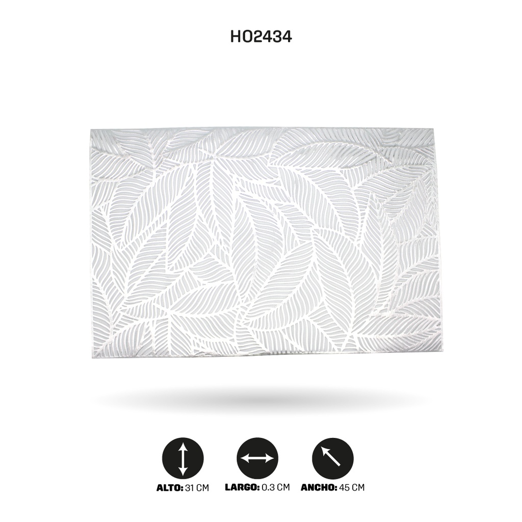 INDIVIDUAL DE MESA RECTANGULAR PLATEADO x12 [PAC5292]