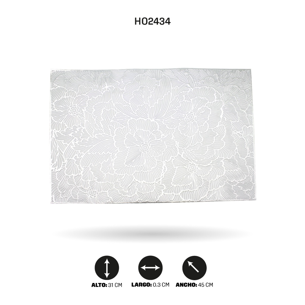 INDIVIDUAL DE MESA RECTANGULAR PLATEADO x12 [PAC5292]