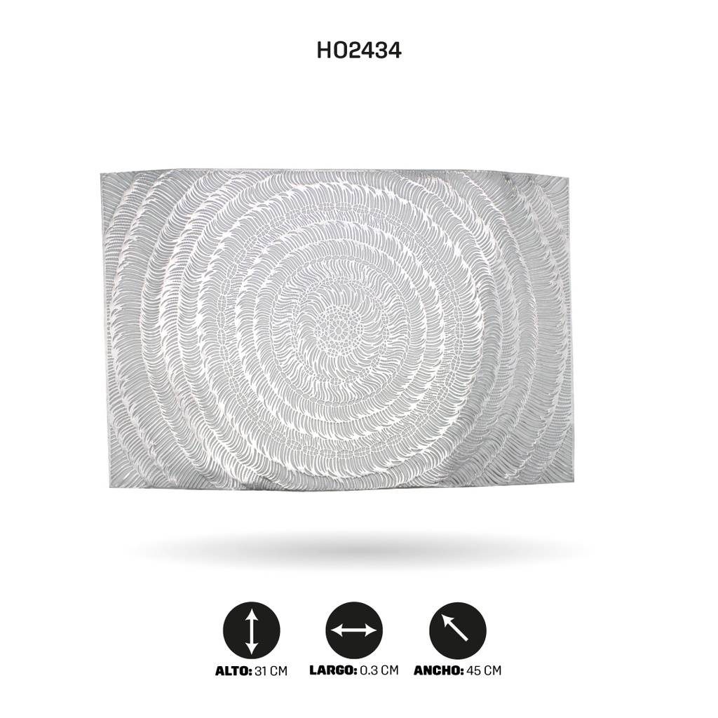 INDIVIDUAL DE MESA RECTANGULAR PLATEADO x12 [PAC5292]