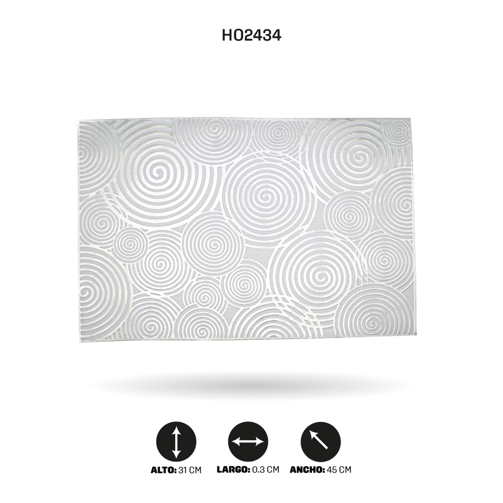 INDIVIDUAL DE MESA RECTANGULAR PLATEADO x12 [PAC5292]