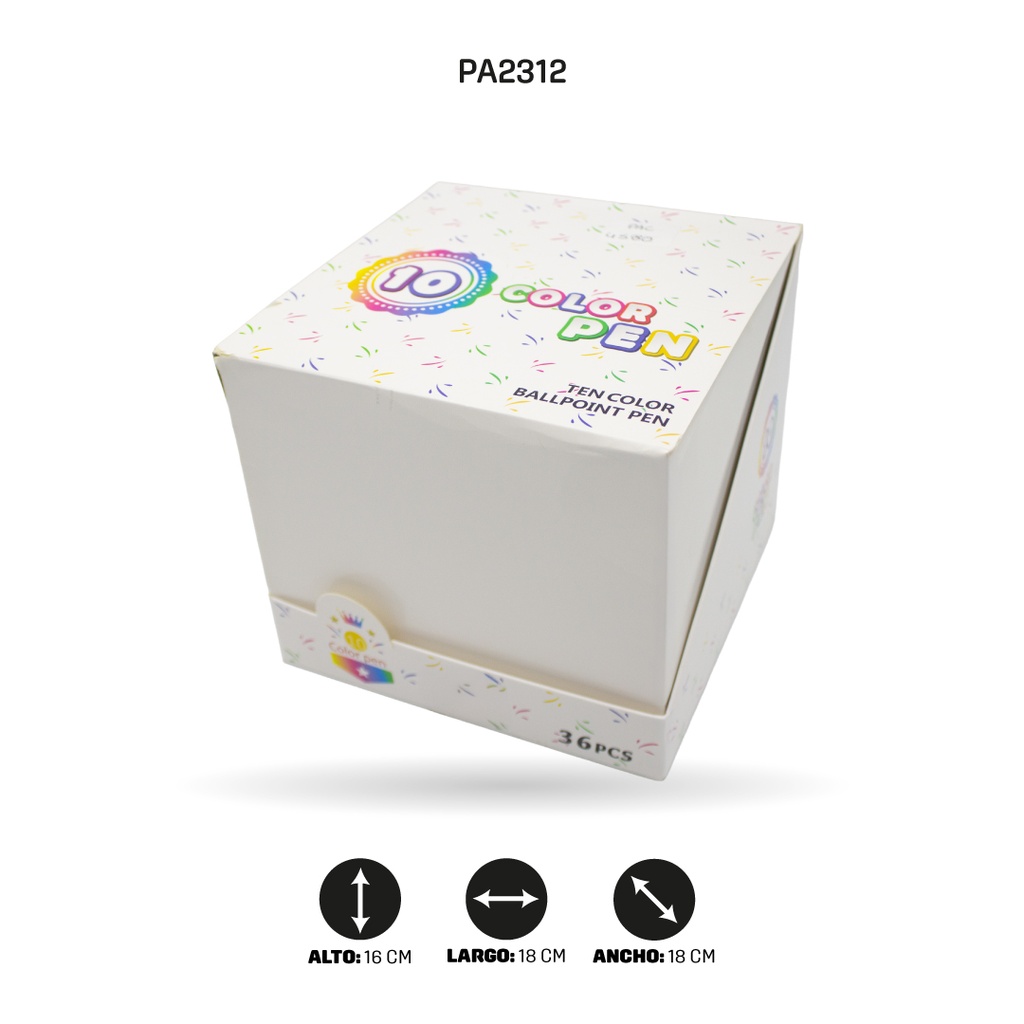 BOLIGRAFO DE UNICORNIO MINA DE 10 COLORES QM-910 DISPLEY X36 UND [PAC4580]