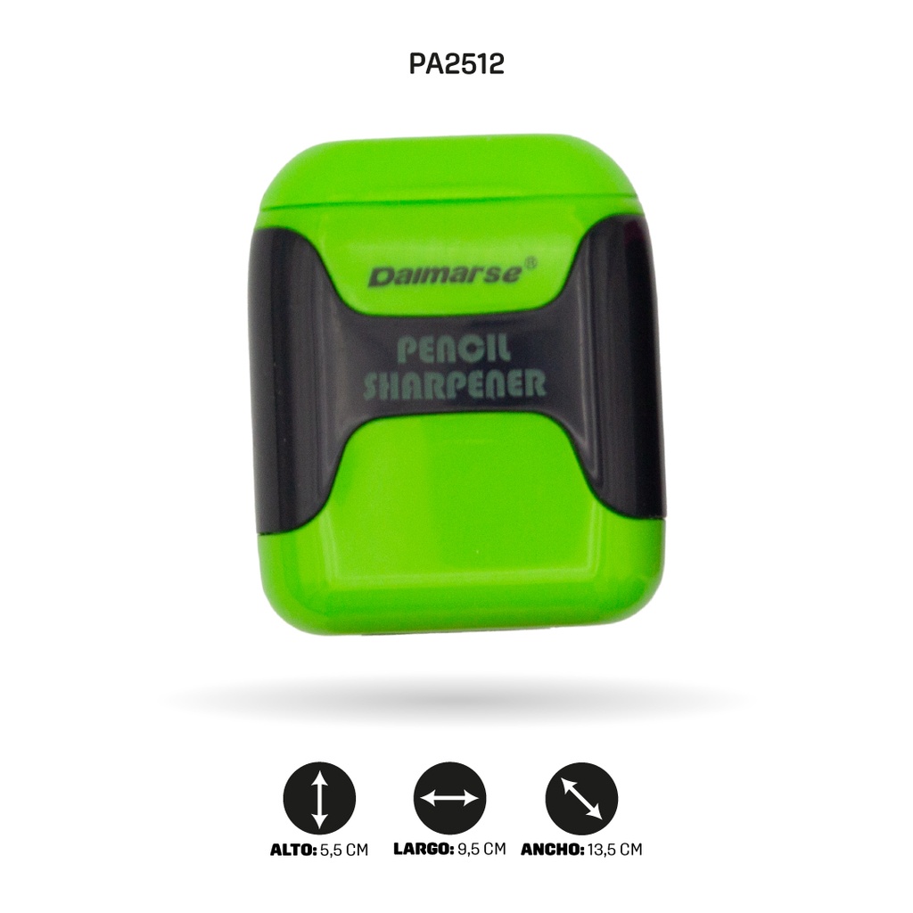 SACAPUNTAS DOBLE CON BORRADOR COLOR NEÓN DISPLAY X12 UND DMS-859 [PAC4873]
