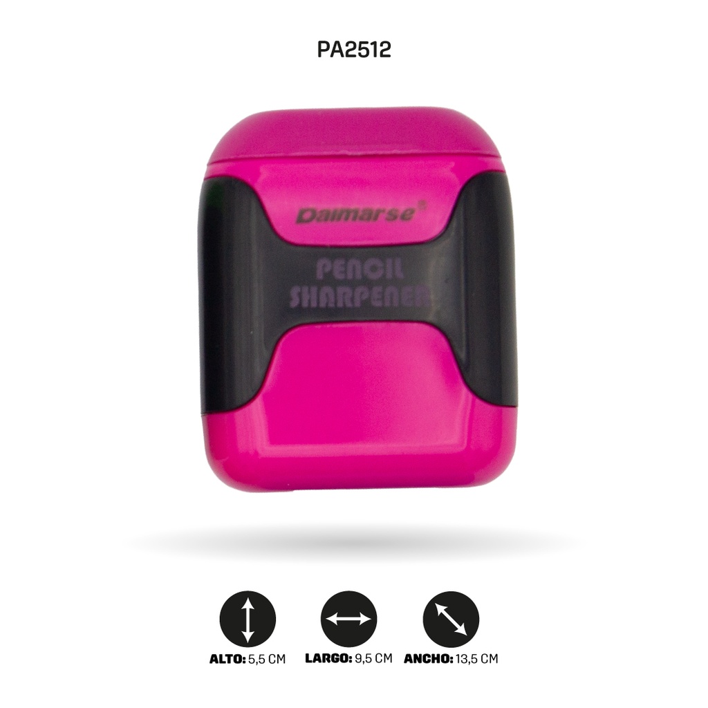 SACAPUNTAS DOBLE CON BORRADOR COLOR NEÓN DISPLAY X12 UND DMS-859 [PAC4873]