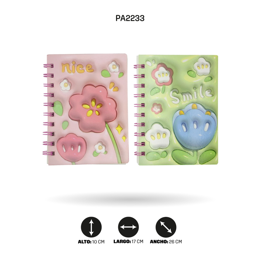 AGENDA TIPO 3D COLOR PASTEL, 4 MOTIVOS A6-3D-002/003/004 DISPLAY X20 [PAC4541]