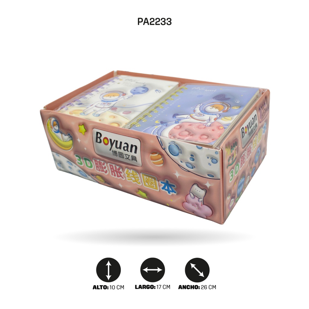 AGENDA TIPO 3D COLOR PASTEL, 4 MOTIVOS A6-3D-002/003/004 DISPLAY X20 [PAC4541]