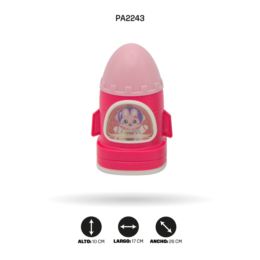 SACAPUNTAS CON BORRADOR DE NAVE ESPACIAL, 4 MOTIVOS ZD-0066 [PAC4748]