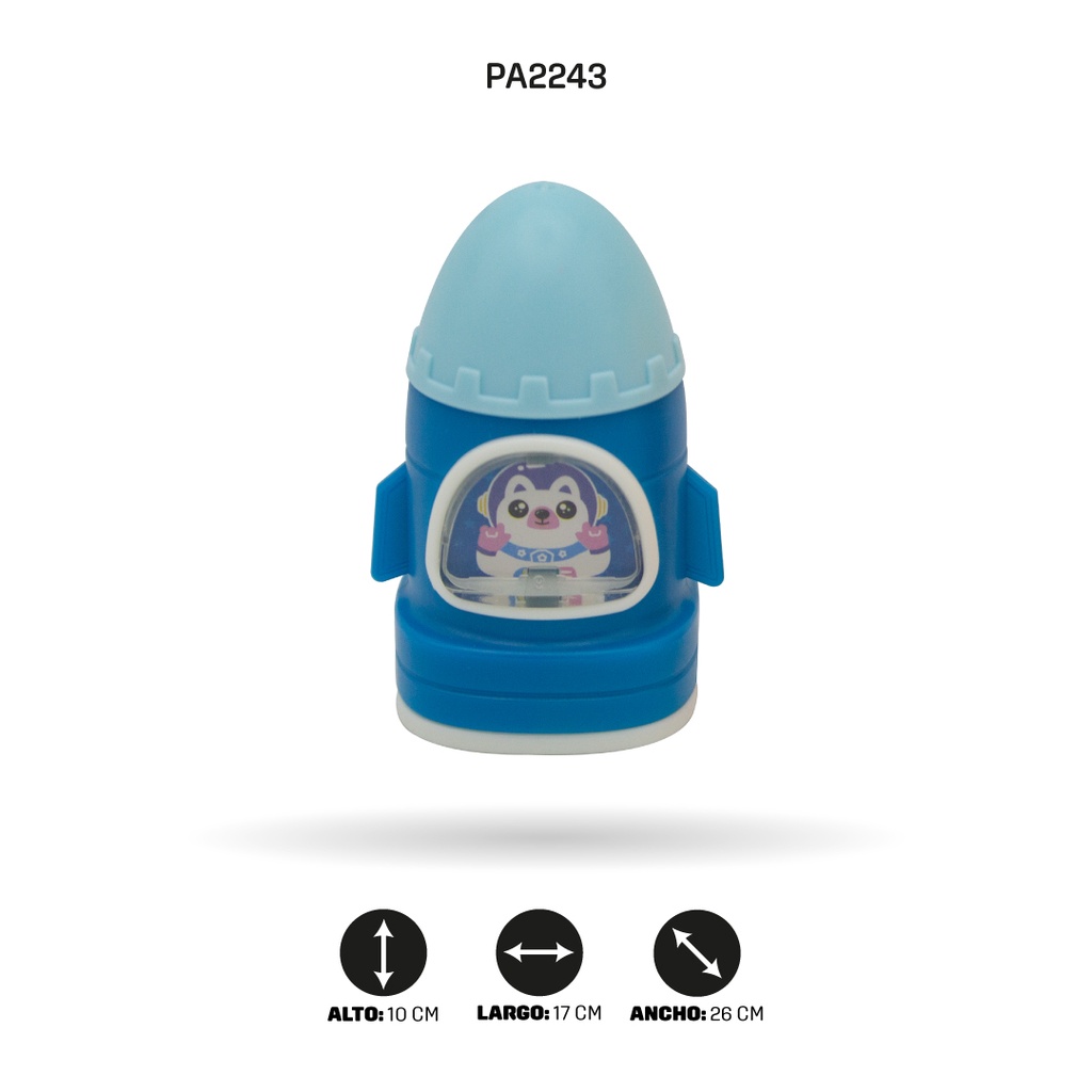 SACAPUNTAS CON BORRADOR DE NAVE ESPACIAL, 4 MOTIVOS ZD-0066 [PAC4748]