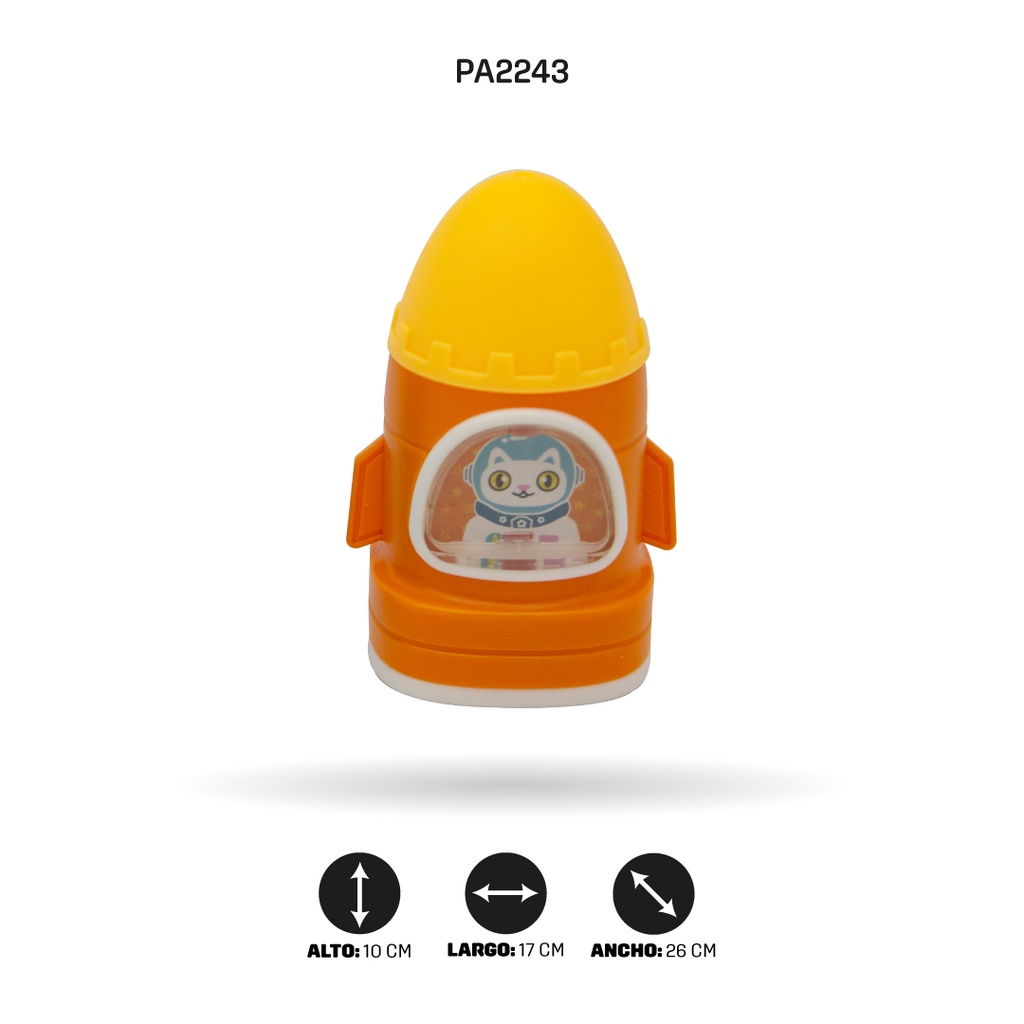 SACAPUNTAS CON BORRADOR DE NAVE ESPACIAL, 4 MOTIVOS ZD-0066 [PAC4748]