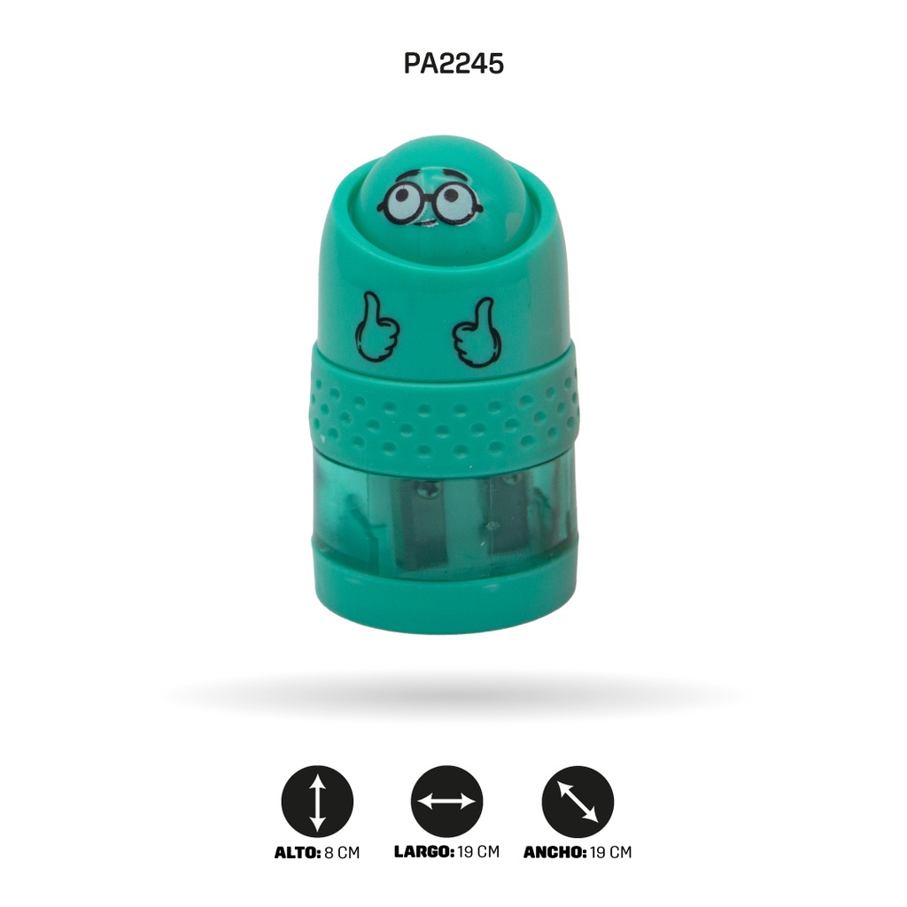 SACAPUNTAS CON BORRADOR DE CARITAS, 4 MOTIVOS ZD-0097 SONRISA DISP X 16 [PAC4750]