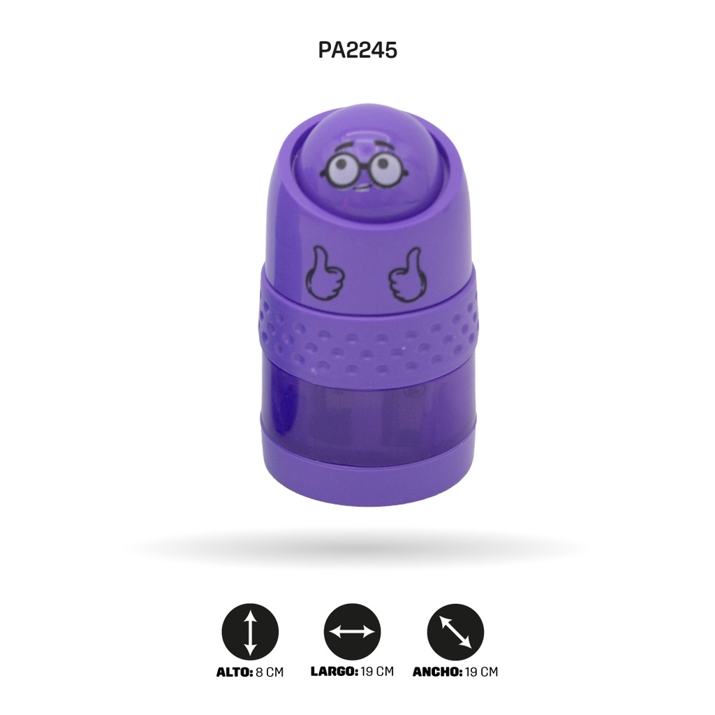 SACAPUNTAS CON BORRADOR DE CARITAS, 4 MOTIVOS ZD-0097 SONRISA DISP X 16 [PAC4750]