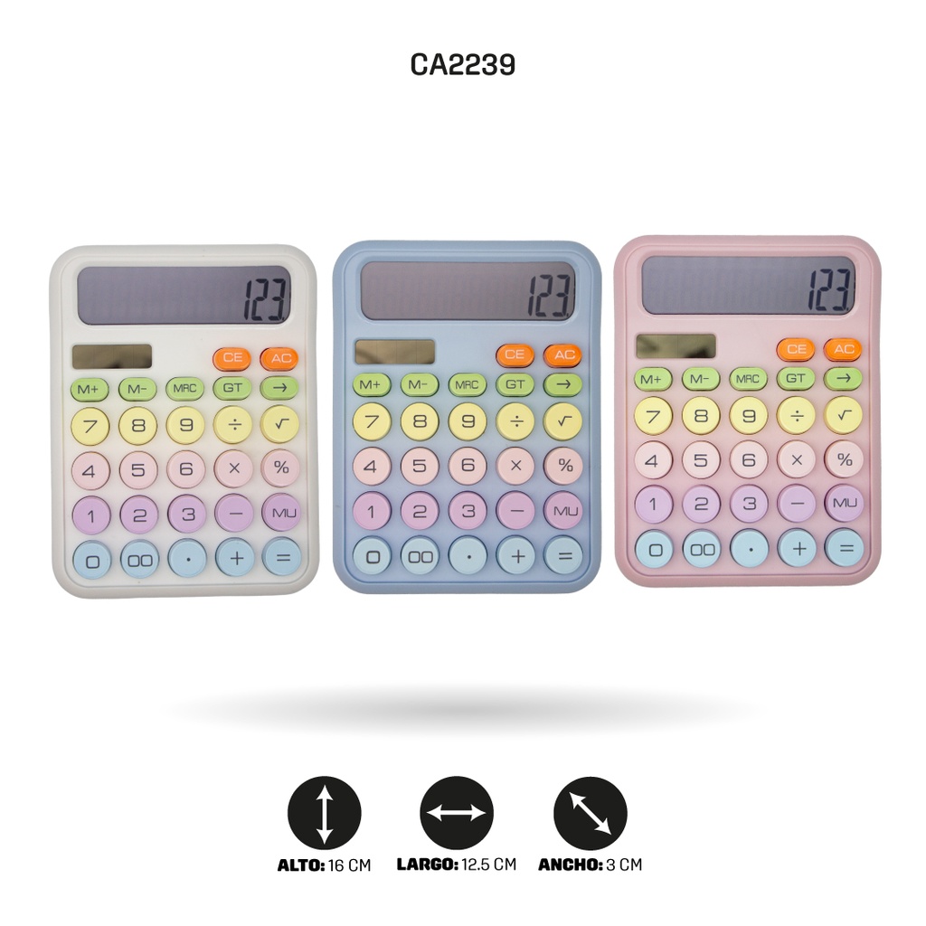 CALCULADORA SOLAR COLOR PASTEL KARUIDA KK-2280 [PAC5356]
