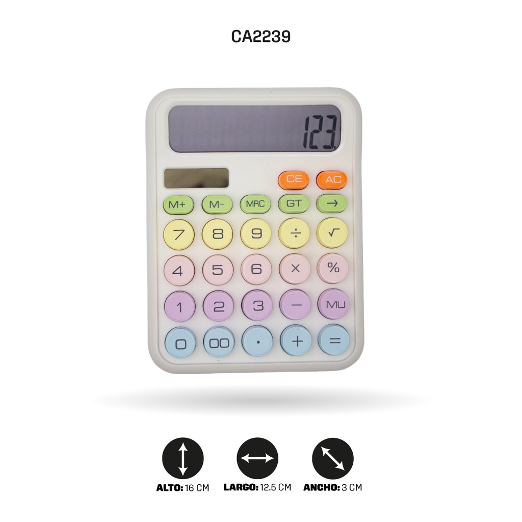 CALCULADORA SOLAR COLOR PASTEL KARUIDA KK-2280 [PAC5356]