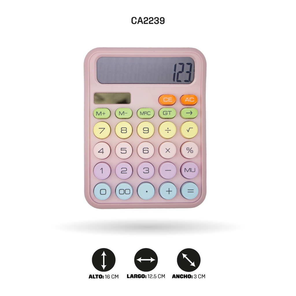 CALCULADORA SOLAR COLOR PASTEL KARUIDA KK-2280 [PAC5356]