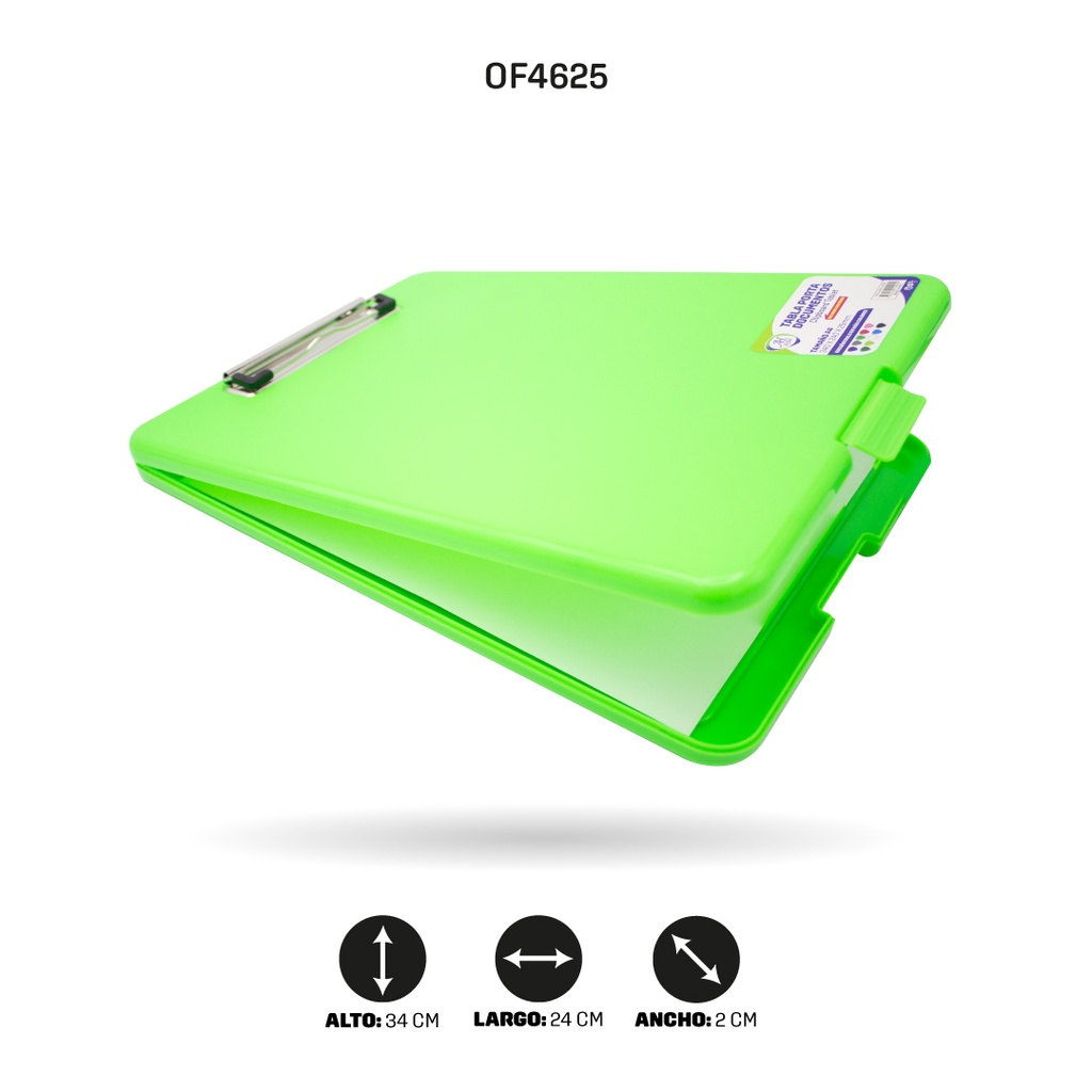 TABLA AHROYAL PORTA DOCUMENTOS COLOR VERDE LIMON [PAC4494-4625]