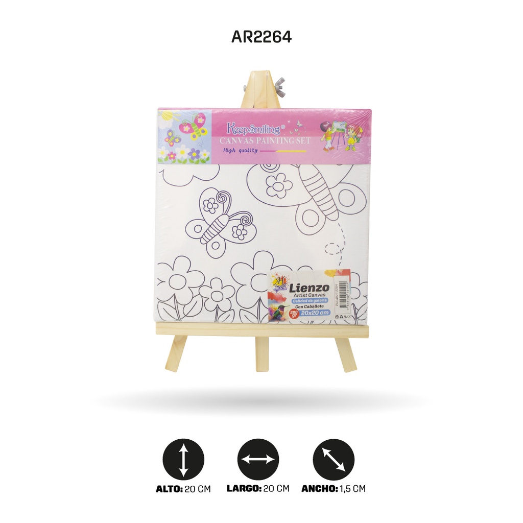LIENZO ESTAMPADO 20x20CM CON CABALLETE 8 MOTIVOS [PAC4827-2264]