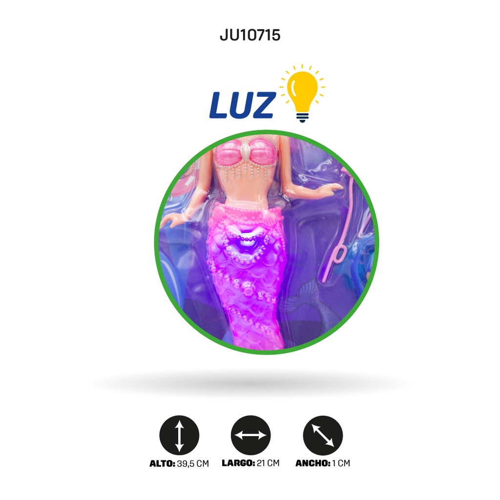 SIRENA CLARA DE 11 PULGADAS CON BARBIE SIRENITA Y GLOBOS [02023D]