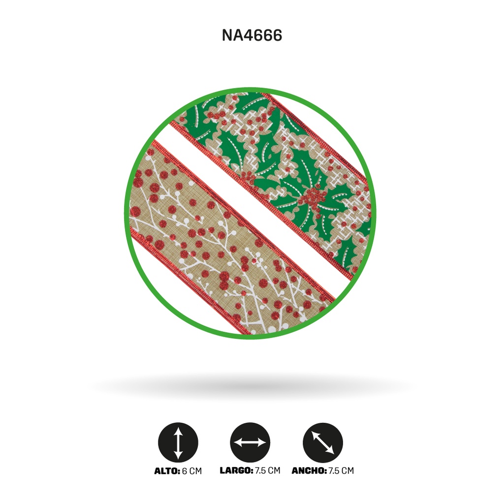 CINTA NAVIDEÑA ANCHO 6CM x 3 YARDAS, 32 X DISPLAY [PAC3686]