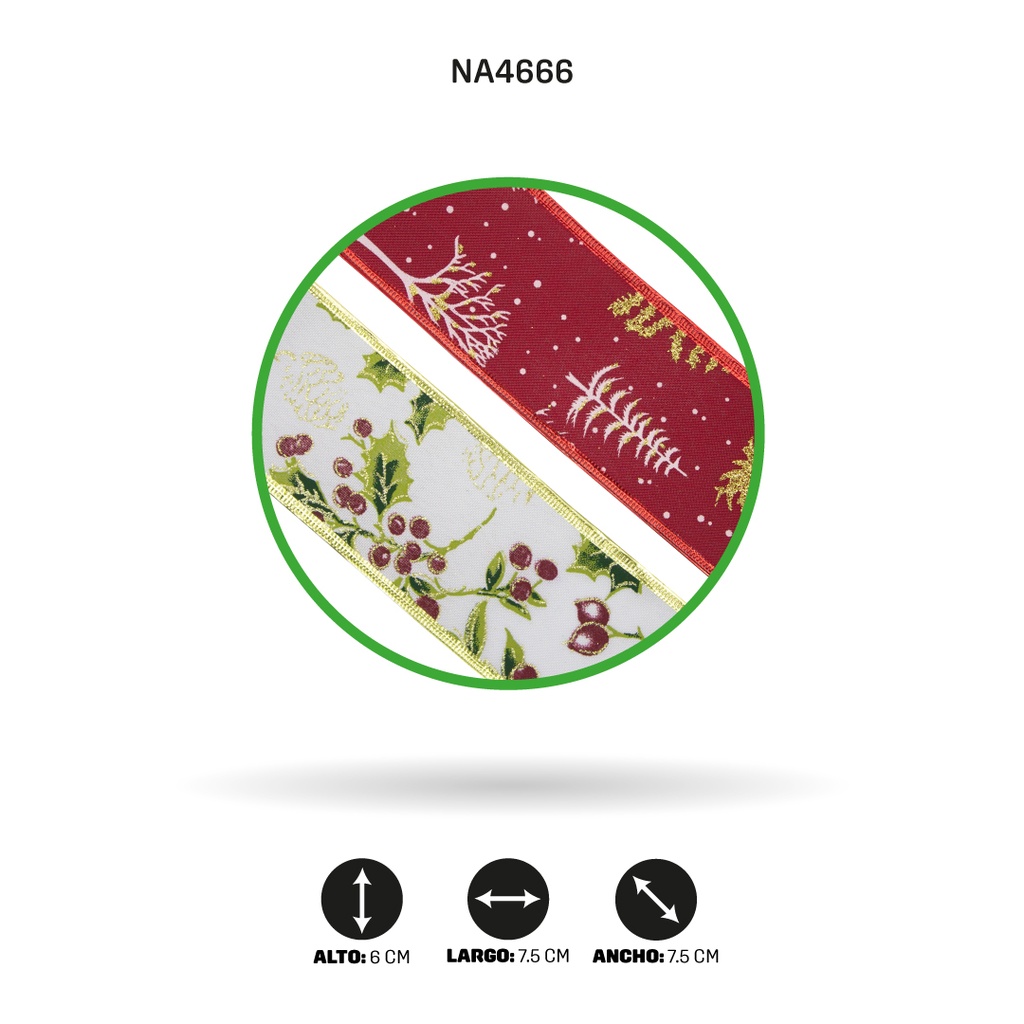 CINTA NAVIDEÑA ANCHO 6CM x 3 YARDAS, 32 X DISPLAY [PAC3686]