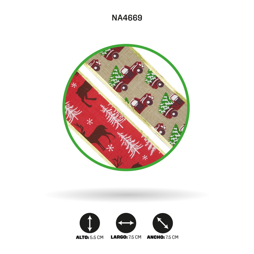 CINTA NAVIDEÑA ANCHO 6CM x 3 YARDAS, 32 X DISPLAY [PAC3687]
