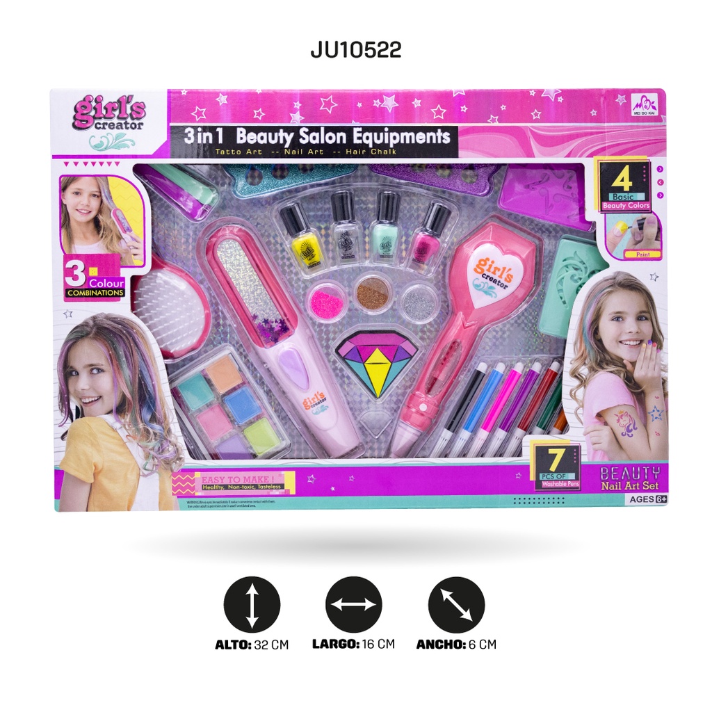 ACCESORIOS PARA CABELLO, UÑAS JUEGO DE ARTE 3 EN 1 [MBK-375]