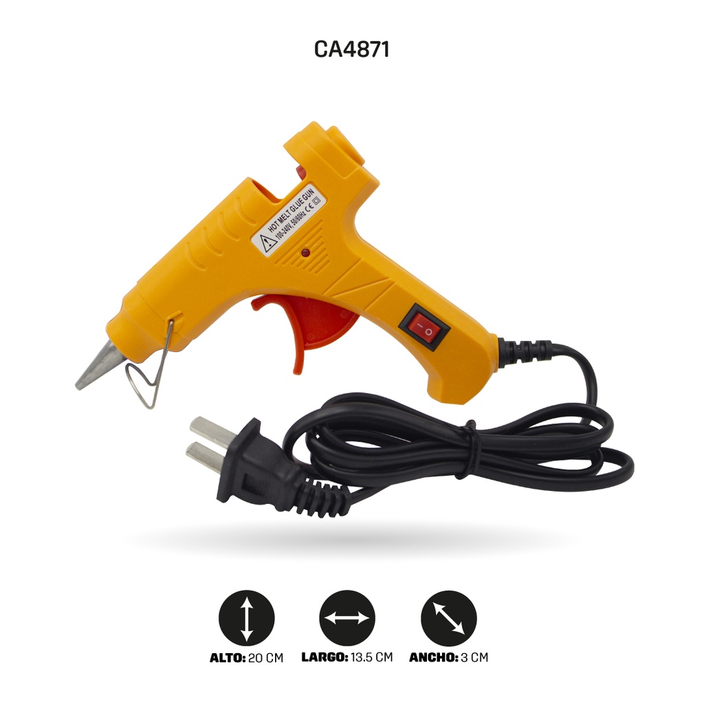 PISTOLA DE SILICONA AHROYAL PEQUEÑA CON SWITCH CAJA X 96 UNDS [PAC2035-4871-PAC3485-4871]