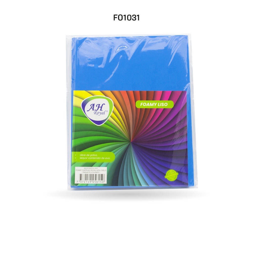 FOAMY CARTA AH ROYAL AZUL CIELO X 10 UNDS [AH10100315-PAC0014]
