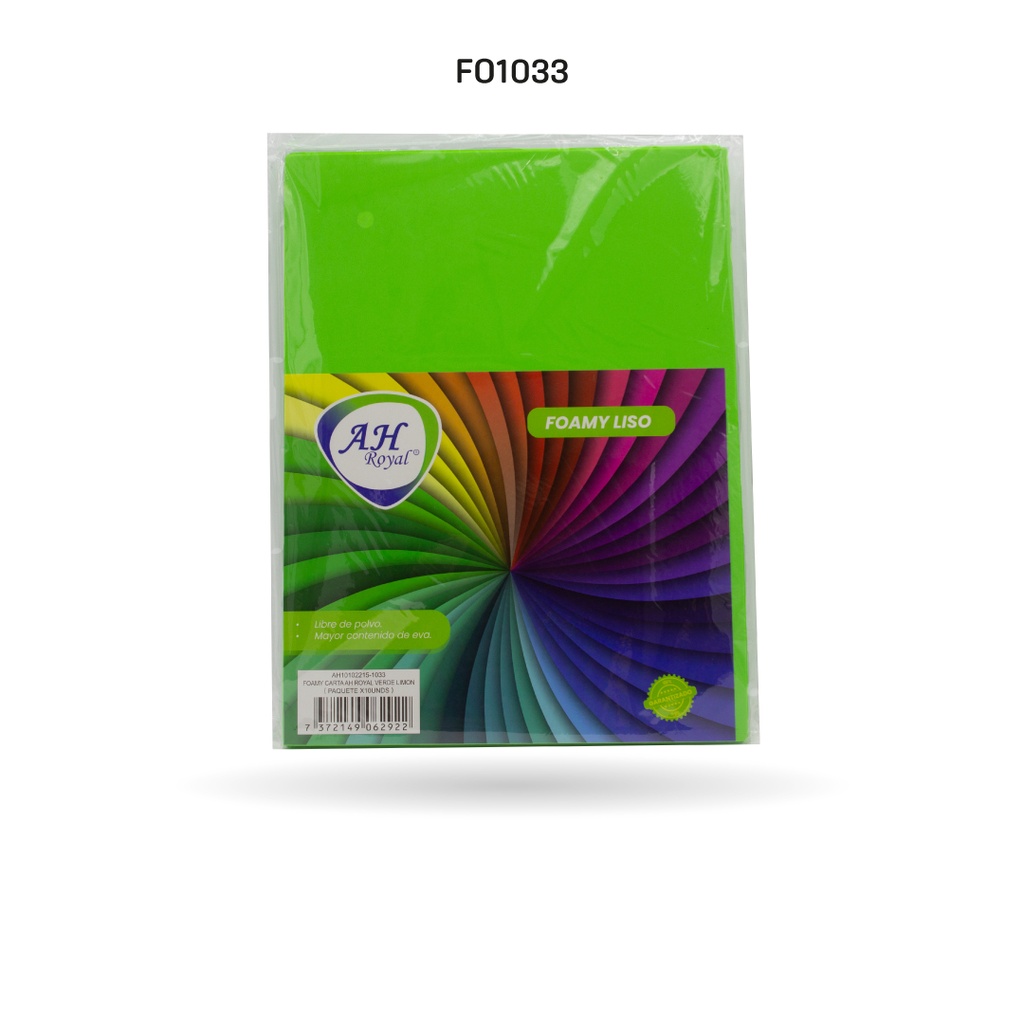 FOAMY CARTA AH ROYAL VERDE LIMON X 10 UNDS [AH10102215-1033-AH10102215-PAC0016-1033]