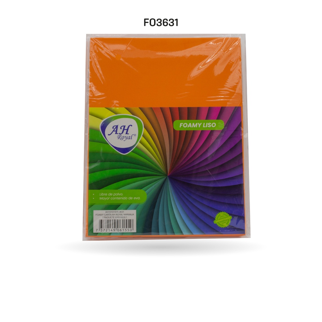 FOAMY CARTA AH ROYAL NARANJA X 10 UNDS [AH10101515-PAC40271-3631]