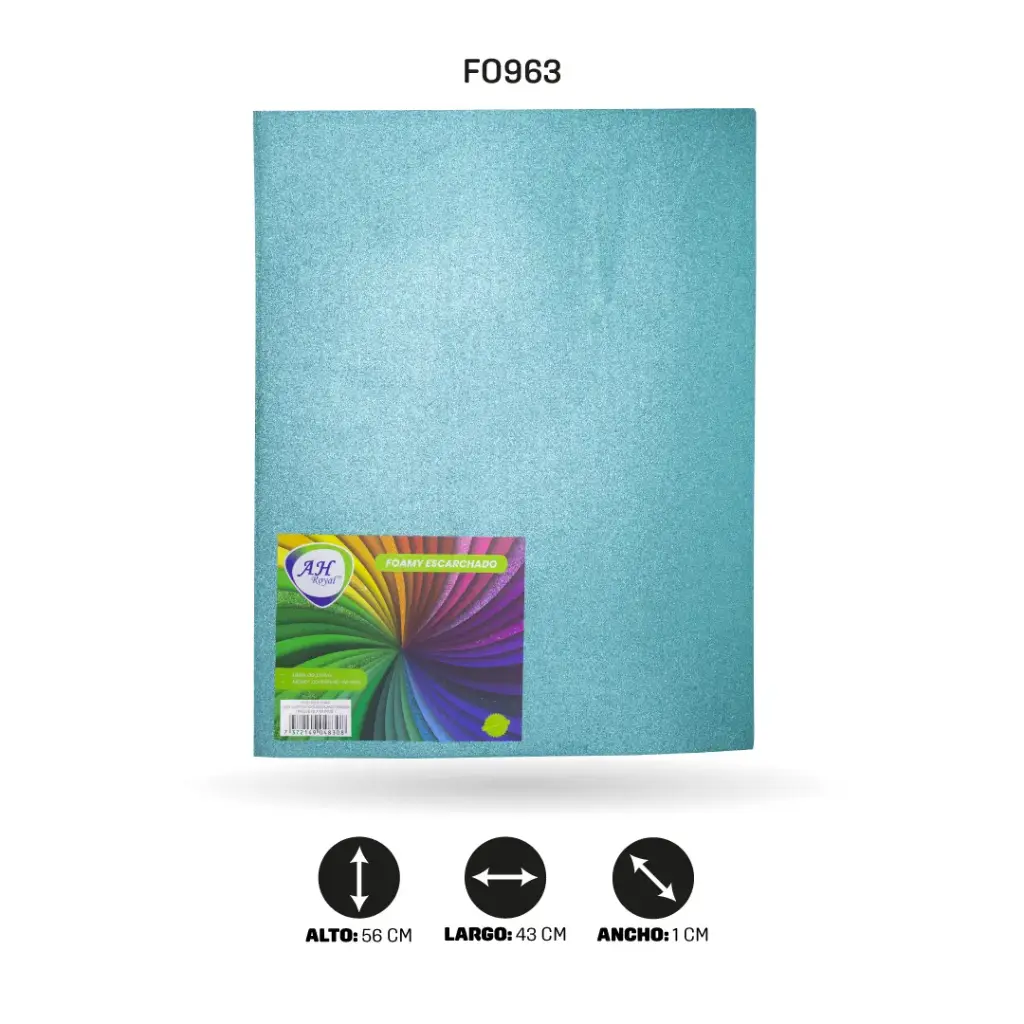 FOAMY 4 CARTA AH ROYAL ESCARCHADO TURQUESA X 10 UNDS [AH21102215]