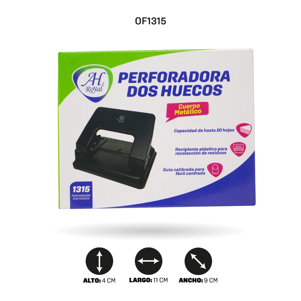 PERFORADORA AH ROYAL 2 HUECOS PARA 20 HOJAS [PAC40012-1315]