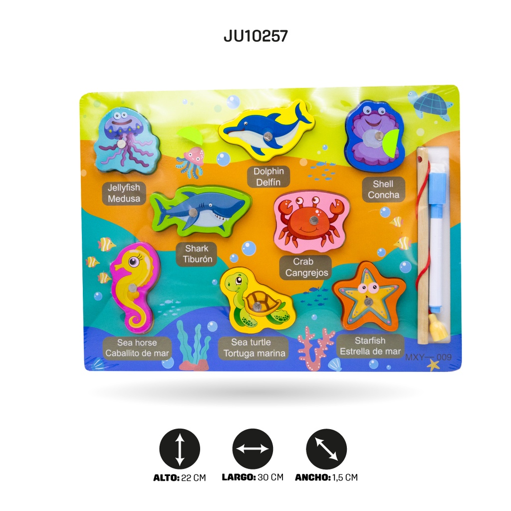 JUEGO DE MADERA DIDACTICO ANIMALES MARINOS [1970-91]