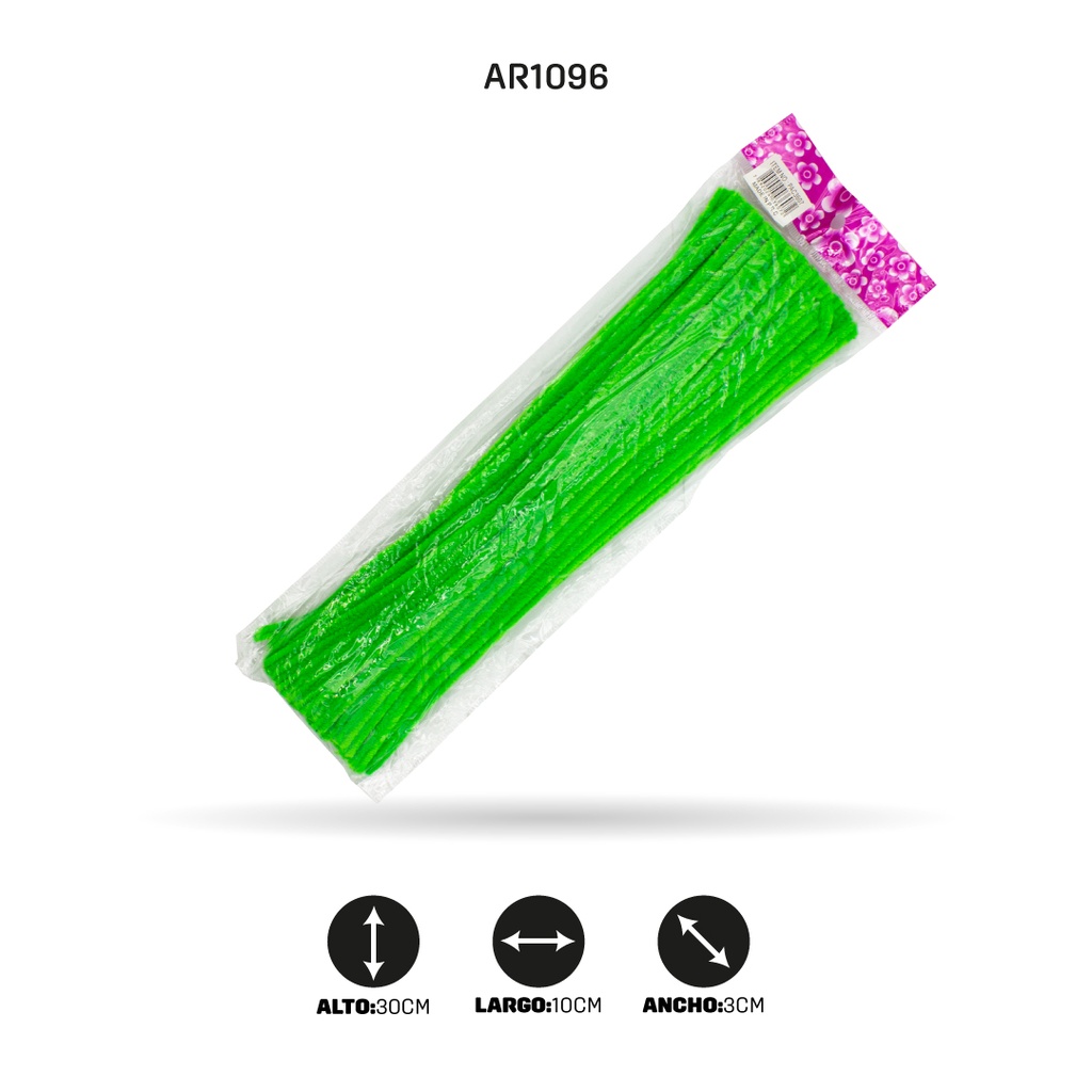 CHELINES DE FELPA VERDE NEON x 100 UND [PAC3607]