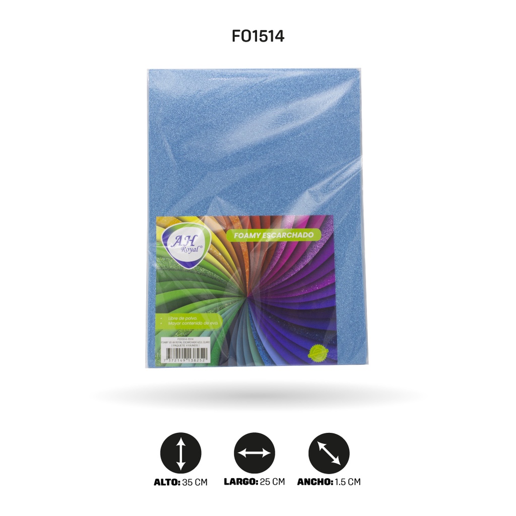 FOAMY 1/8  AH ROYAL ESCARCHADO AZUL CLARO X10 UND [FO1514]