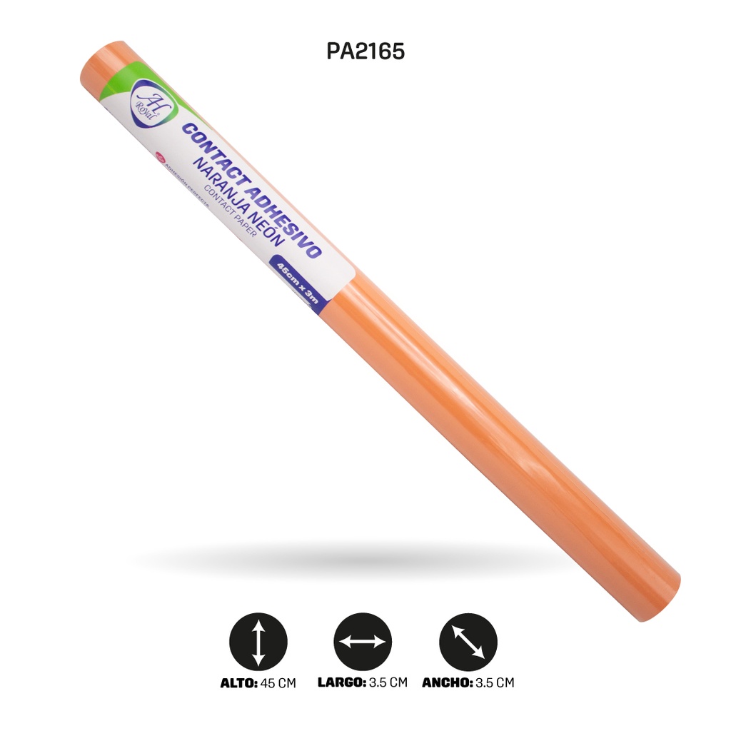 PAPEL CONTAC AH ROYAL NARANJA NEÓN 2005 DE 3 mts x 45 cms [PAC5436]