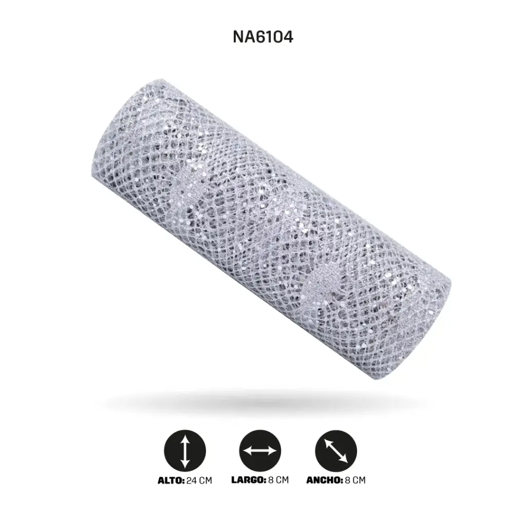 MALLA 24cm x 5y PLATA BRILLANTE [PAC4987]
