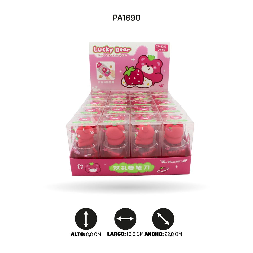 SACAPUNTAS DOBLE OSO ROSA NIÑA BOX 20 UND LUCKY XP-3080/3052/3051/3054/3083 [PAC4806]