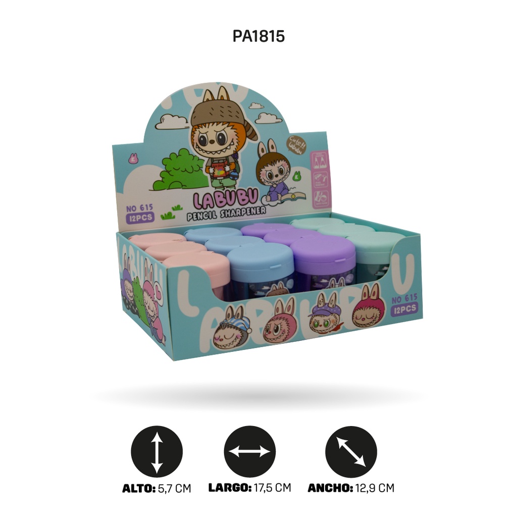 SACAPUNTAS BARRIL DOBLE ESTAMPADO X12 UND 615 [PAC4861]