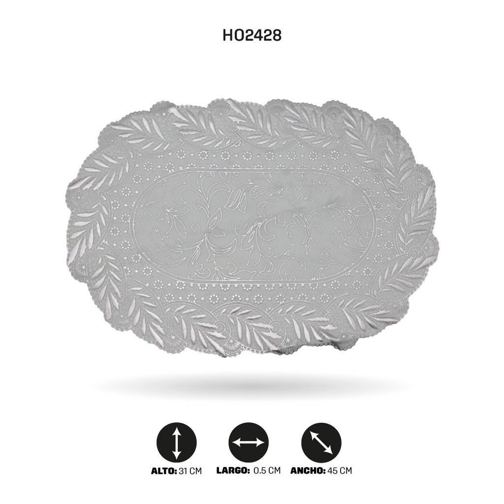 INDIVIDUAL DE MESA OVAL PLATEADO x 12  [PAC5286]