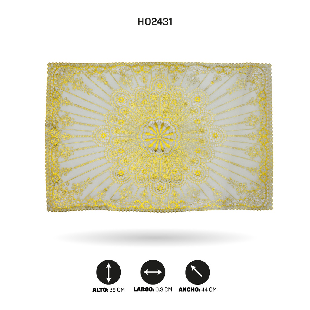 INDIVIDUAL DE MESA RECTANGULAR DORADO x 12[PAC5289]