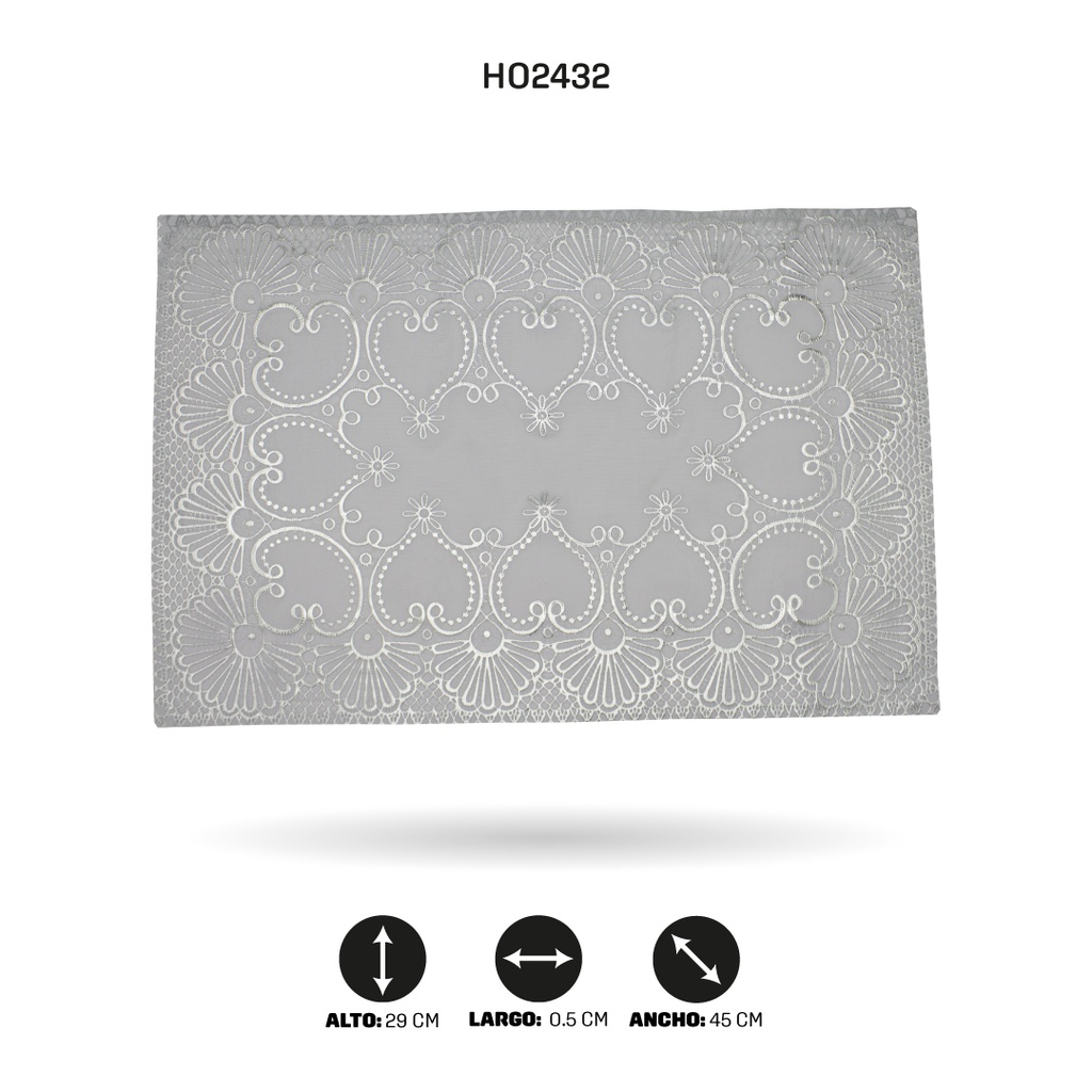 INDIVIDUAL DE MESA RECTANGULAR PLATEADO x 12[PAC5290]