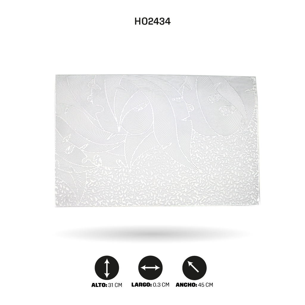 INDIVIDUAL DE MESA RECTANGULAR PLATEADO x12 [PAC5292]