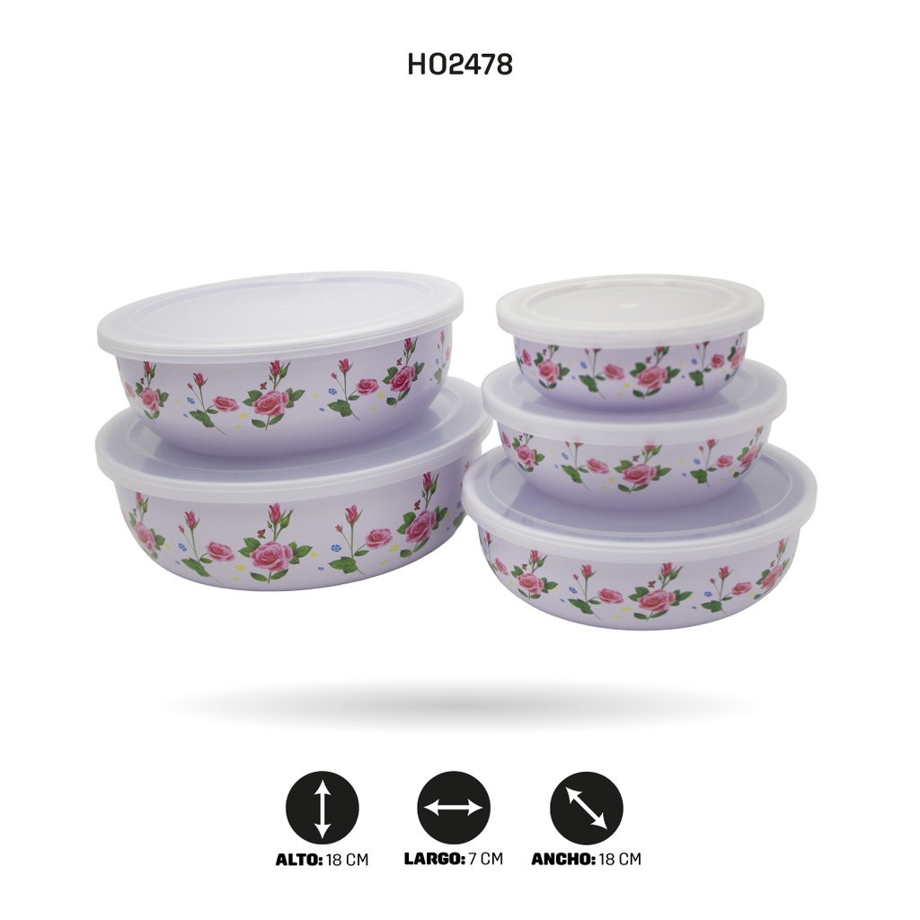 JUEGO DE RECIPIENTES ESMALTADO X5pcs [PAC5329]