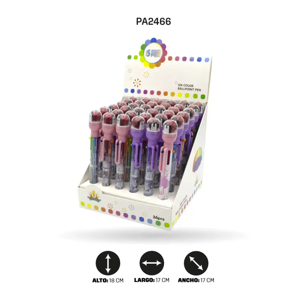 BOLIGRAFO 6 COLORES QM-916 CON SELLO [PAC4583]