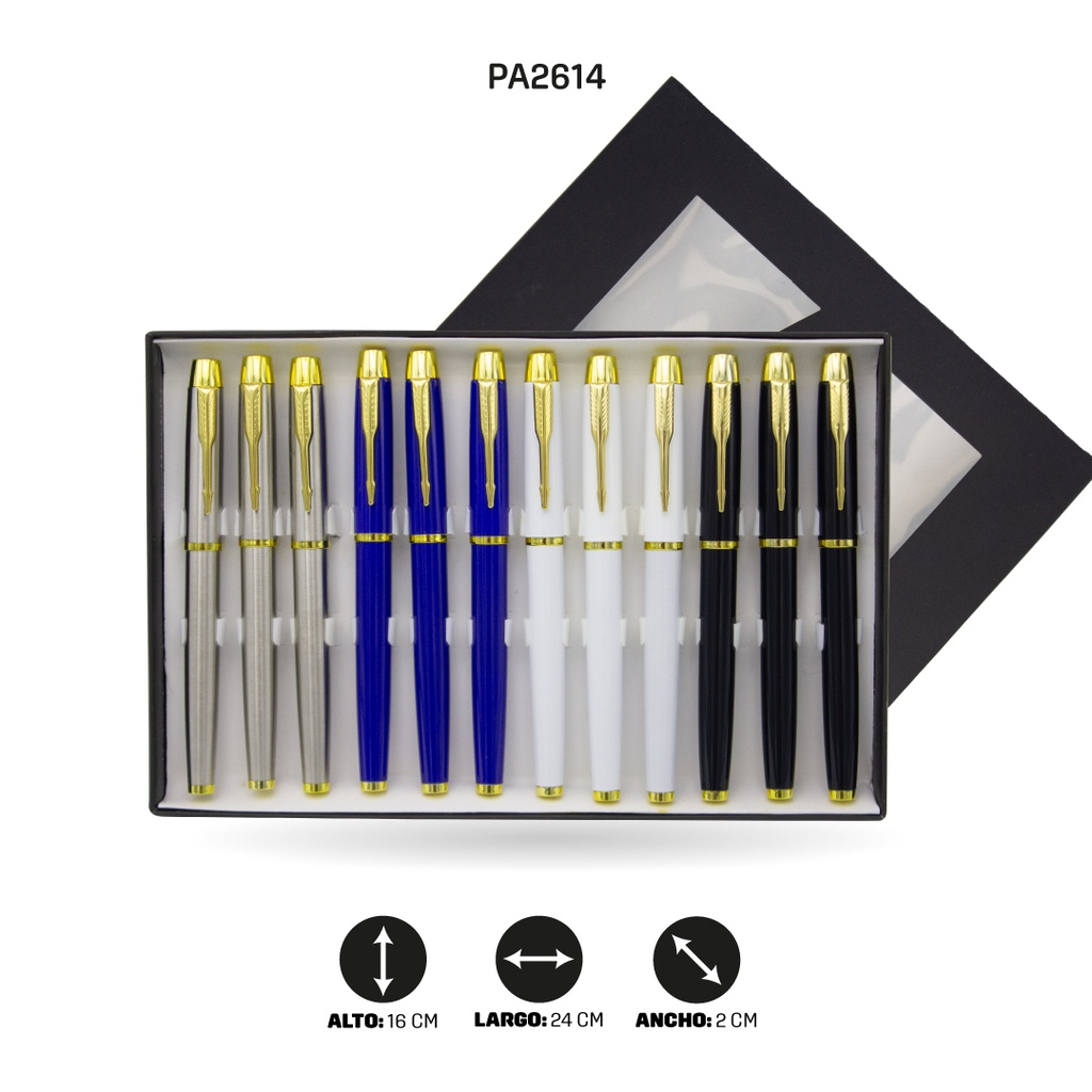 BOLIGRAFO METAL  DORADO 4 COLORES DISPLEY X 12 UND [PAC5231]