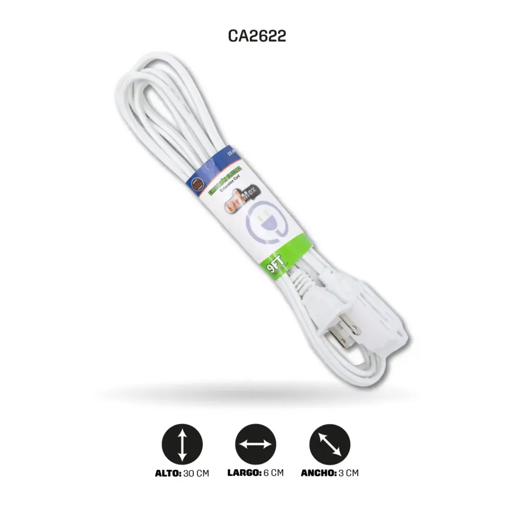 EXTENSIÓN ELÉCTRICA BLANCA 9 FT [EX-9FT]